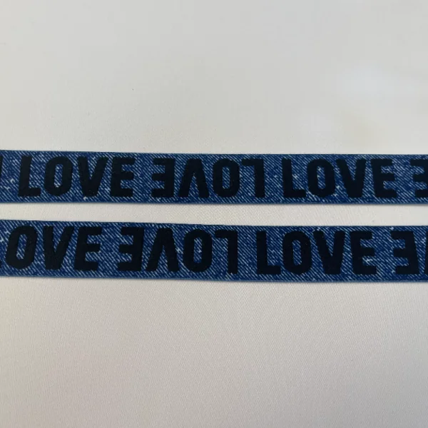 Džinso imitacijos guma "LOVE" 2,5cm 011192
