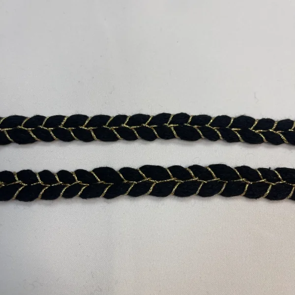 Dekoratyvinė chanel juostelė juoda su auksu 013861