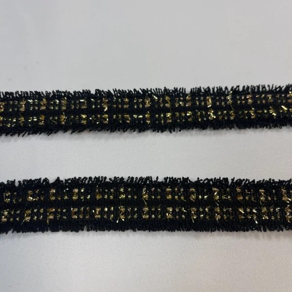 Dekoratyvinė chanel juostelė juoda su auksu 013864