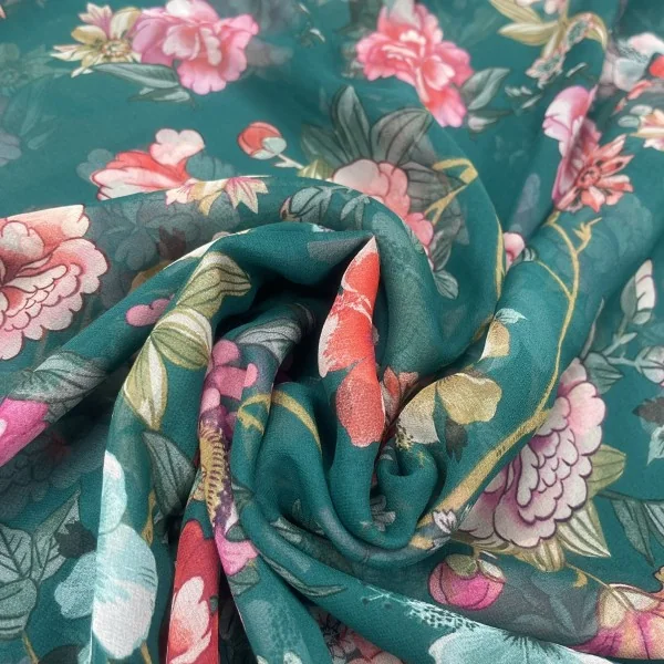 Itališkas šifoninis žalias šilkas (likutis 1,3m)