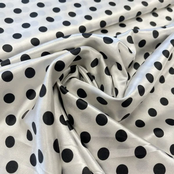 Elegantiškas, baltas žirniuotas atlasas 014478