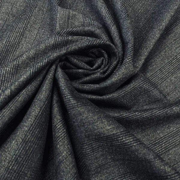 Prabangi, itališka, aukštos kokybės, languota, mėlynai pilka kostiuminė vilna su viskozė 014524