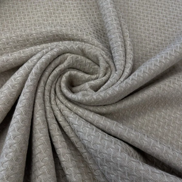 Itališkas, rusvas vilnos žakardas medvilnė 007617