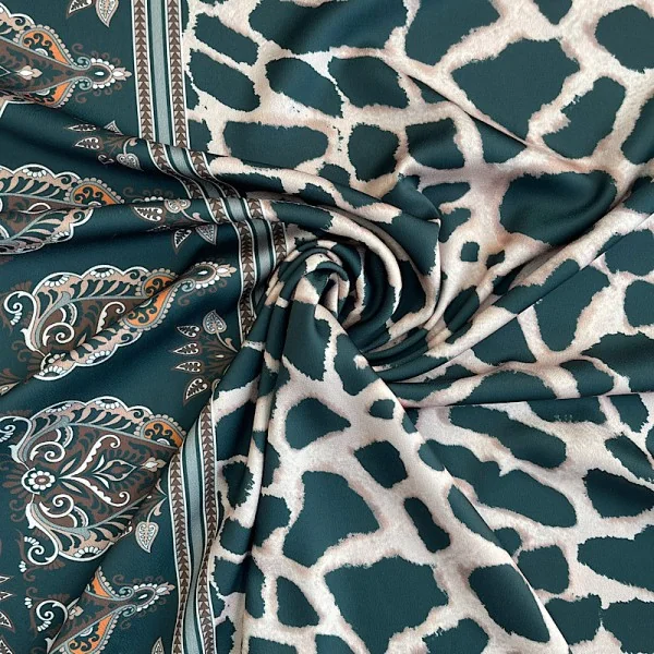 Itališkas prabangus žalias leopardinis poliesteris